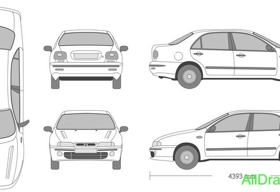 Fiat Marea 4door & Wagon (1997) (Фиат Мареа 4дверный & Универсал (1997)) - чертежи (рисунки) автомобиля